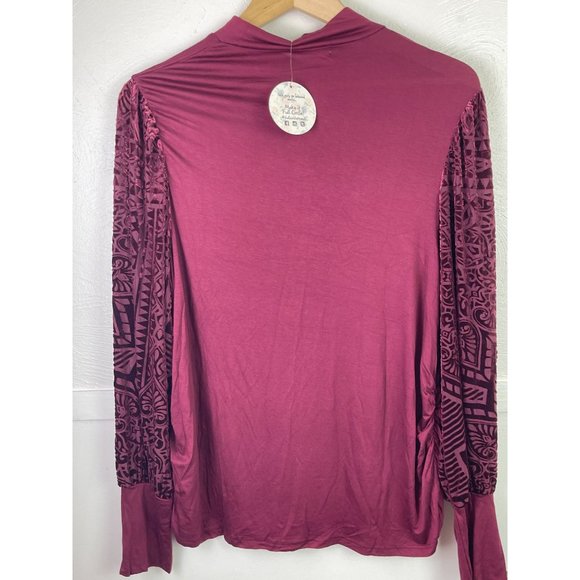 Jolie & Joy Balloon Sleeves Burgundy Top - Picture 6 of 6